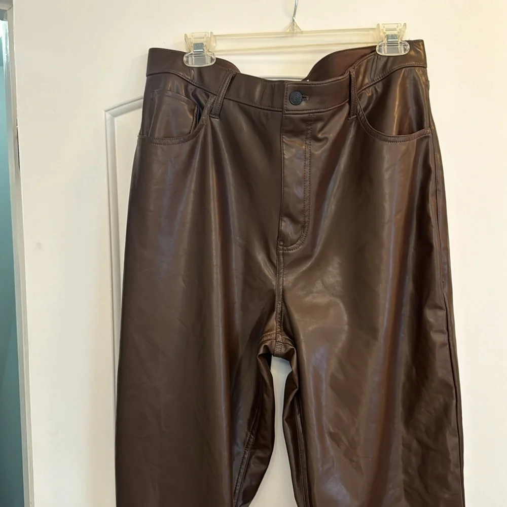 ABERCROMBIE & FITCH CURVE LOVE 90’s STRAIGHT HIGH RISE BROWN PANT 16L - Picture 2 of 6